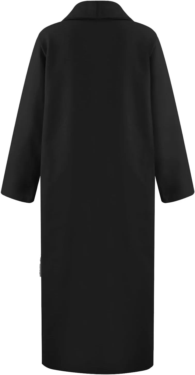 Women's Winter Wool Coat Oversized Trench Coat Belted Midi With Pockets Plus Size Extended Woolen Coat