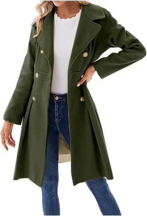 Women's Winter Wool Coat Oversized Trench Coat Belted Midi With Pockets Plus Size Extended Woolen Coat