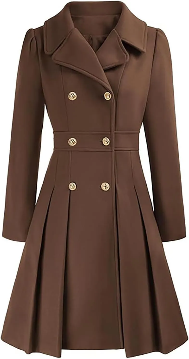 Women's Winter Wool Coat Oversized Trench Coat Belted Midi With Pockets Plus Size Extended Woolen Coat