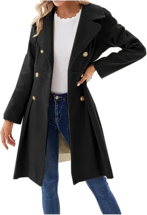 Women's Winter Wool Coat Oversized Trench Coat Belted Midi With Pockets Plus Size Extended Woolen Coat