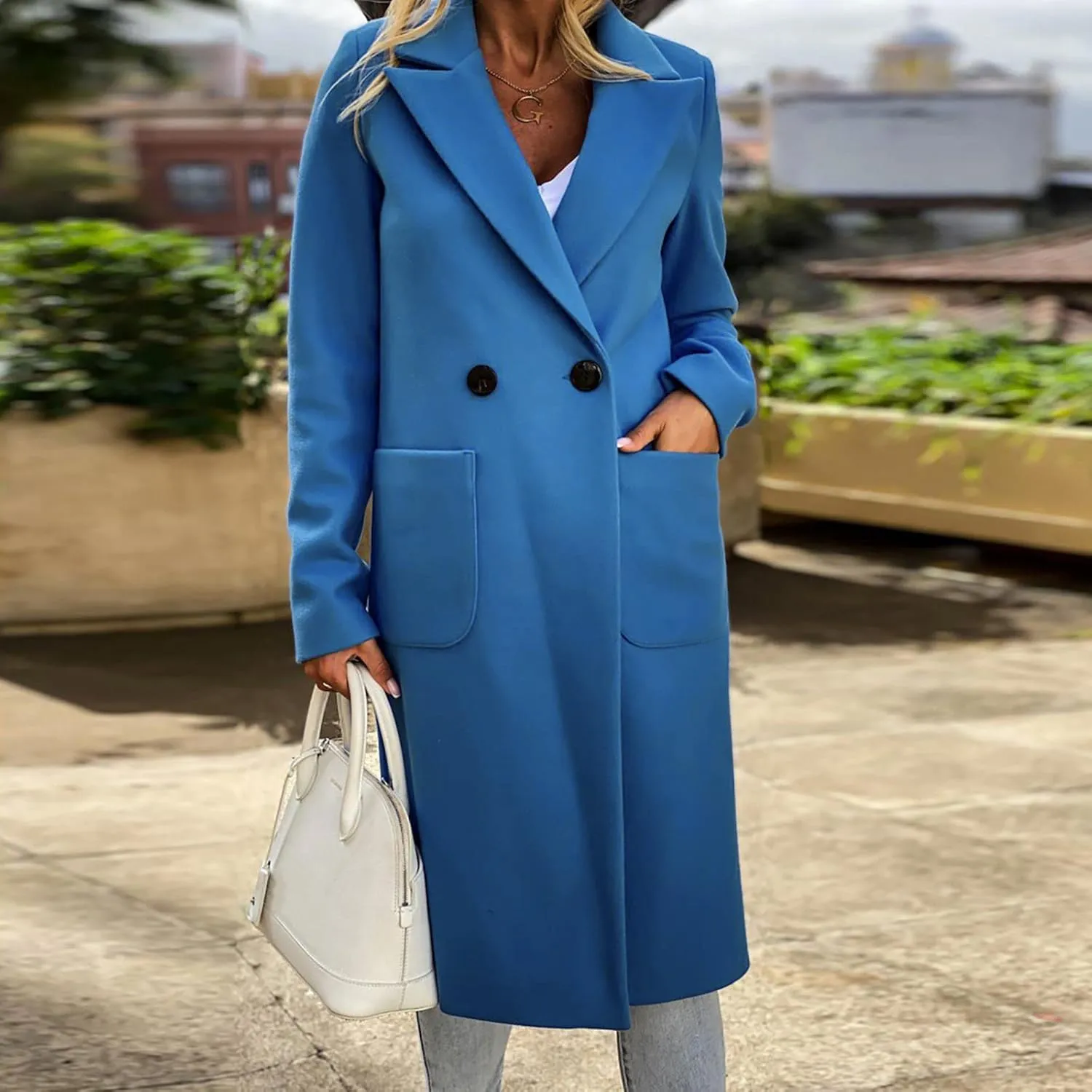 Women's Wool Coats Fashion Autumn And Winter Long-Sleeved Lapel Tweed Coat Windbreaker Jacket, M-3XL