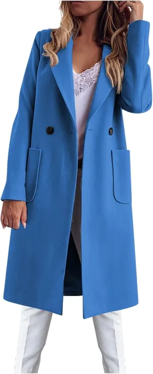 Women's Wool Coats Fashion Autumn And Winter Long-Sleeved Lapel Tweed Coat Windbreaker Jacket, M-3XL