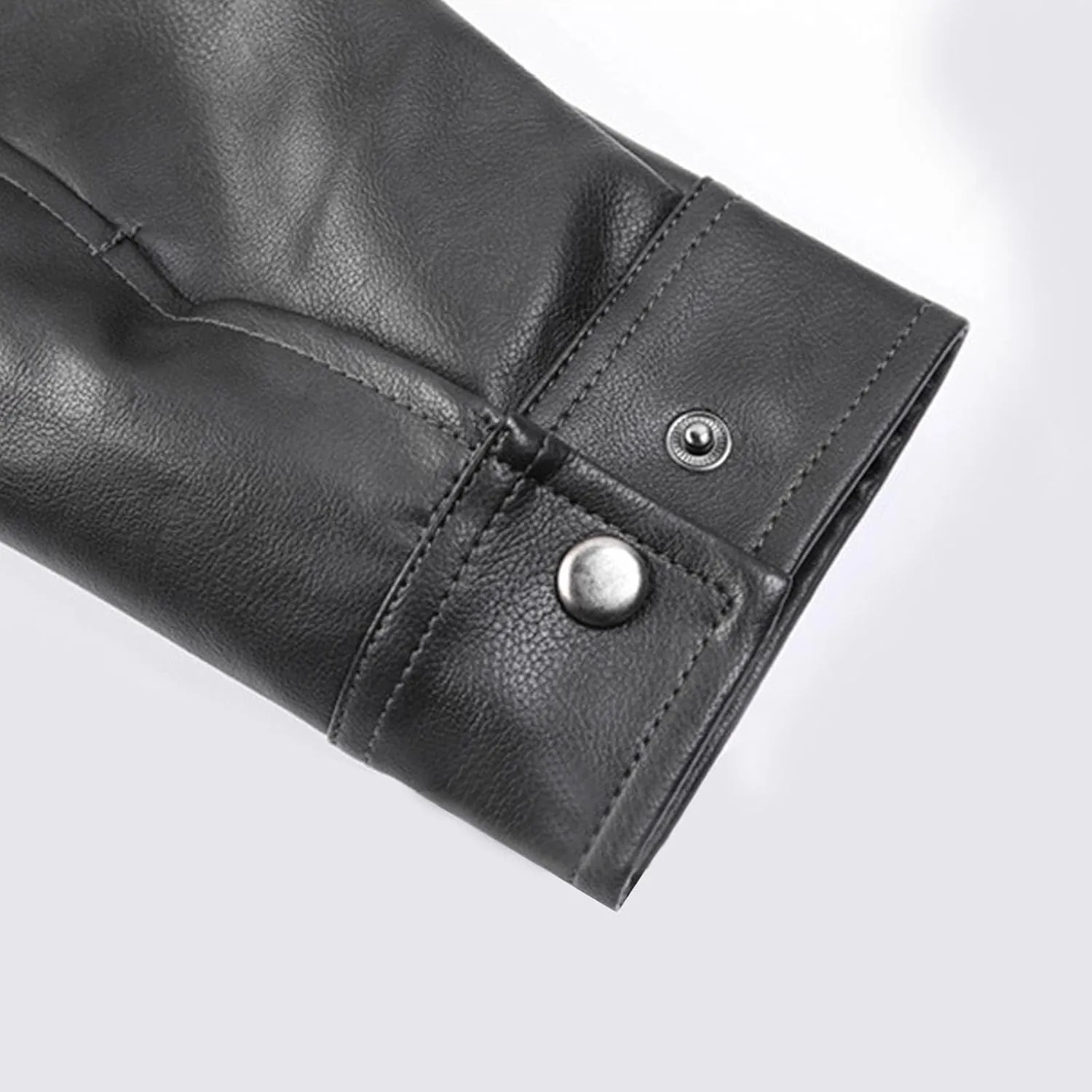Xiaojmake Mens Stand Collar Leather Jacket Retro Cafe Racer Style Motorcycle Jacket Outerwear Quilted Coat with Zipper Pocket