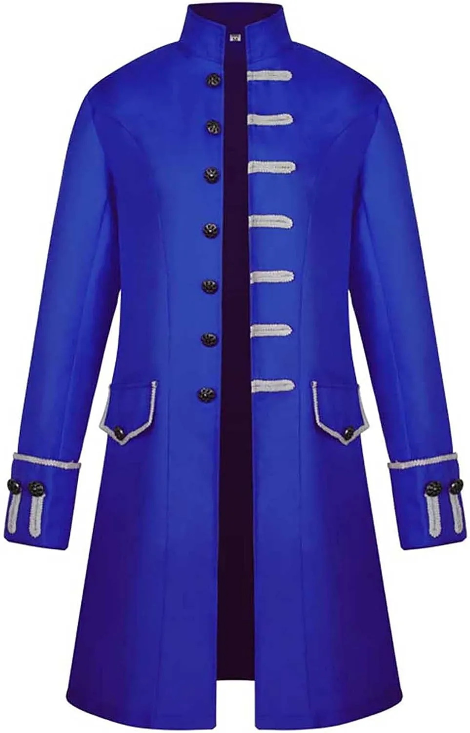 XIAXOGOOL Men Winter Coats Big and Tall Steampunk Trench Coat Halloween Costume Stand Collar Gothic Victorian Coat Uniform