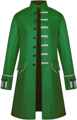 XIAXOGOOL Men Winter Coats Big and Tall Steampunk Trench Coat Halloween Costume Stand Collar Gothic Victorian Coat Uniform