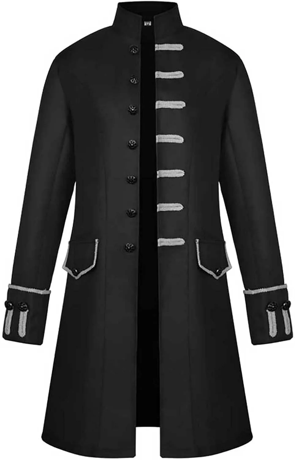 XIAXOGOOL Men Winter Coats Big and Tall Steampunk Trench Coat Halloween Costume Stand Collar Gothic Victorian Coat Uniform