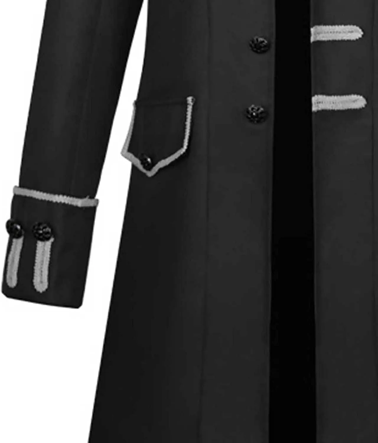 XIAXOGOOL Men Winter Coats Big and Tall Steampunk Trench Coat Halloween Costume Stand Collar Gothic Victorian Coat Uniform