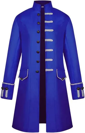 XIAXOGOOL Men Winter Coats Big and Tall Steampunk Trench Coat Halloween Costume Stand Collar Gothic Victorian Coat Uniform