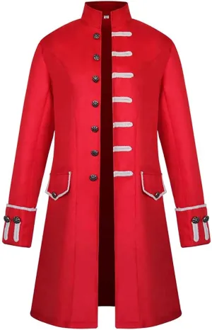 XIAXOGOOL Men Winter Coats Big and Tall Steampunk Trench Coat Halloween Costume Stand Collar Gothic Victorian Coat Uniform