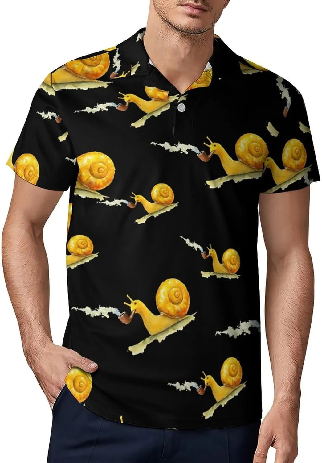 Yellow Snails Men's Polo-Shirt Regular-Fit Short Sleeve Sports Quick Dry Golf Tennis T-Shirt