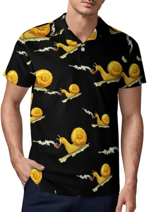 Yellow Snails Men's Polo-Shirt Regular-Fit Short Sleeve Sports Quick Dry Golf Tennis T-Shirt