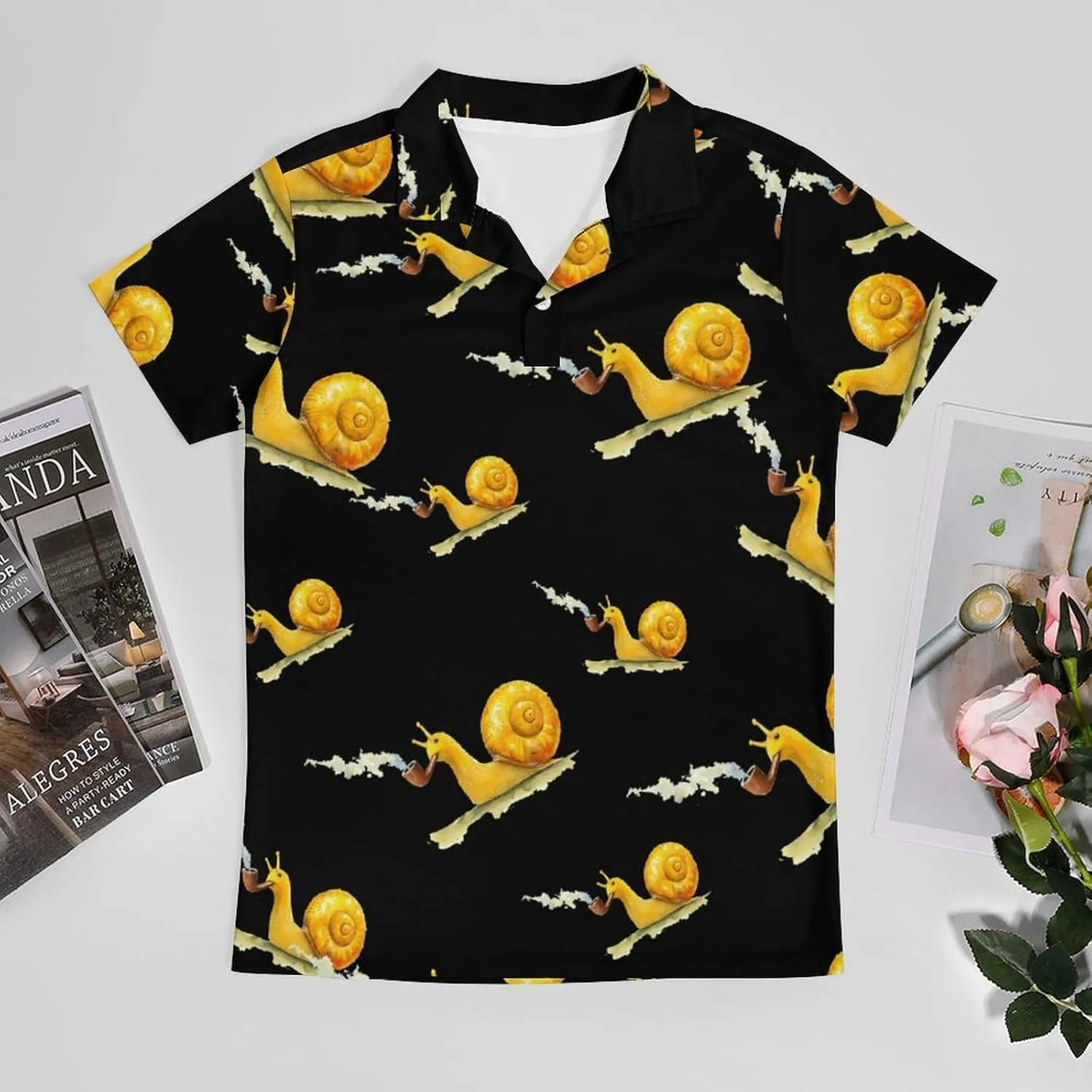 Yellow Snails Men's Polo-Shirt Regular-Fit Short Sleeve Sports Quick Dry Golf Tennis T-Shirt