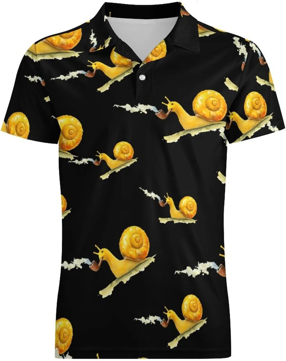 Yellow Snails Men's Polo-Shirt Regular-Fit Short Sleeve Sports Quick Dry Golf Tennis T-Shirt