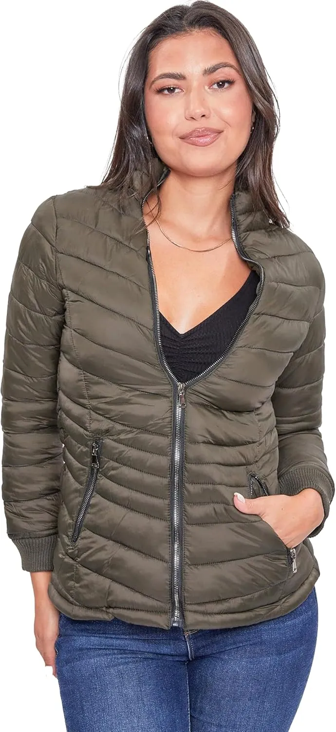 YMI Women's Junior Reversible Weather Proof Puffer Shell Jacket with Sherpa Lined Hood