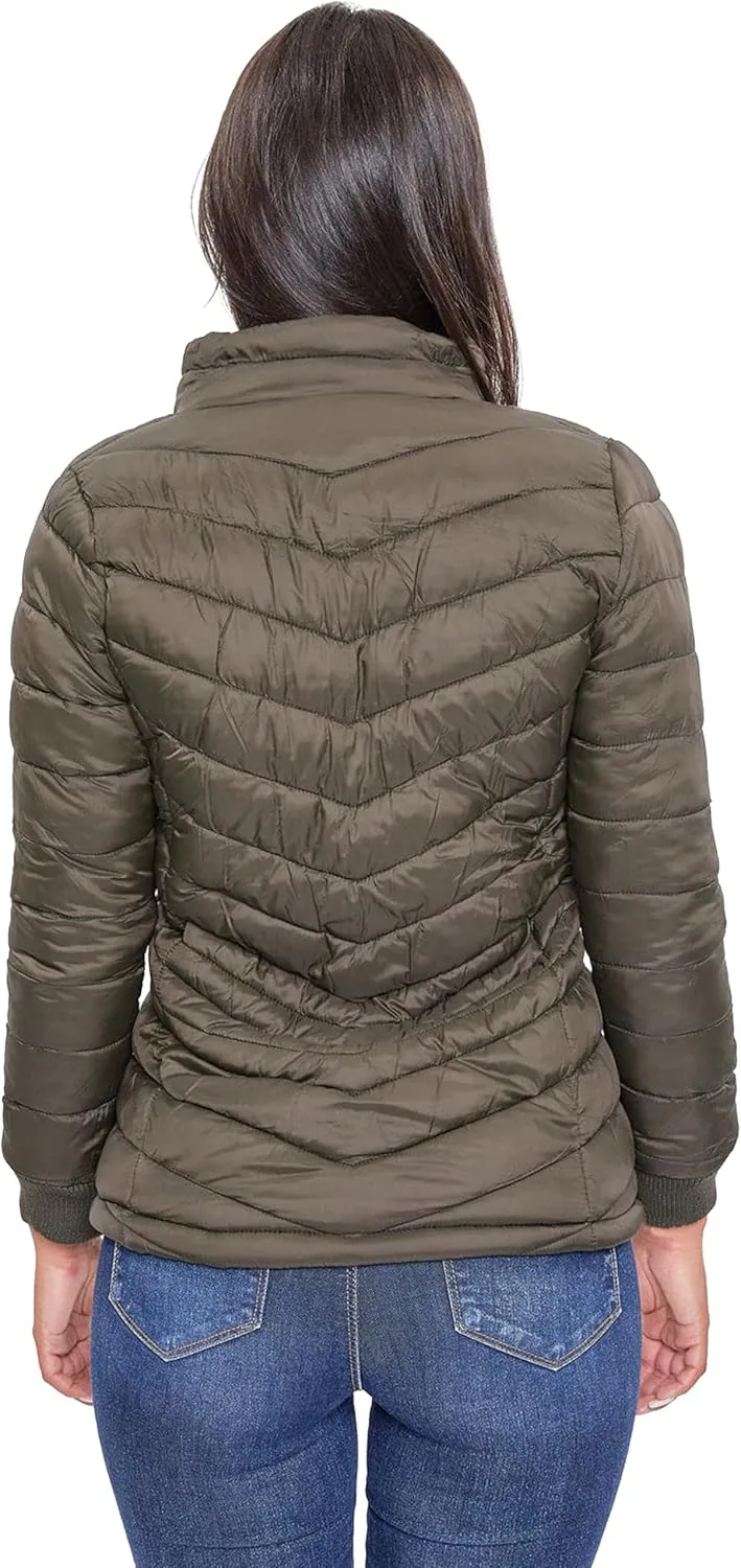 YMI Women's Junior Reversible Weather Proof Puffer Shell Jacket with Sherpa Lined Hood