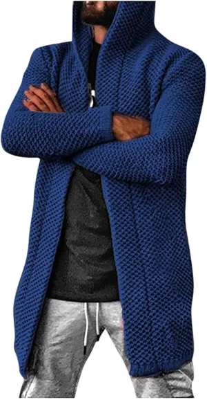 Ymosrh Men's Coat Jacket Long Cardigan Open Front Fall Casual Winter Warm Knit Sweater Coat Fashion Outwear, XL-5XL