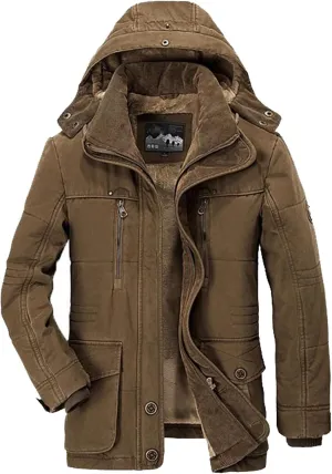 Ymosrh Men's Hiking Coat Winter Water Resistant Ski Snow Jacket Warm Fleece Raincoats with Pockets Work Coats, XXL-6XL