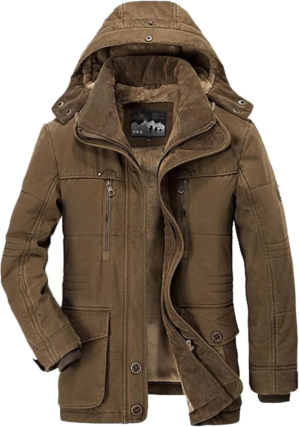Ymosrh Men's Hiking Coat Winter Water Resistant Ski Snow Jacket Warm Fleece Raincoats with Pockets Work Coats, XXL-6XL