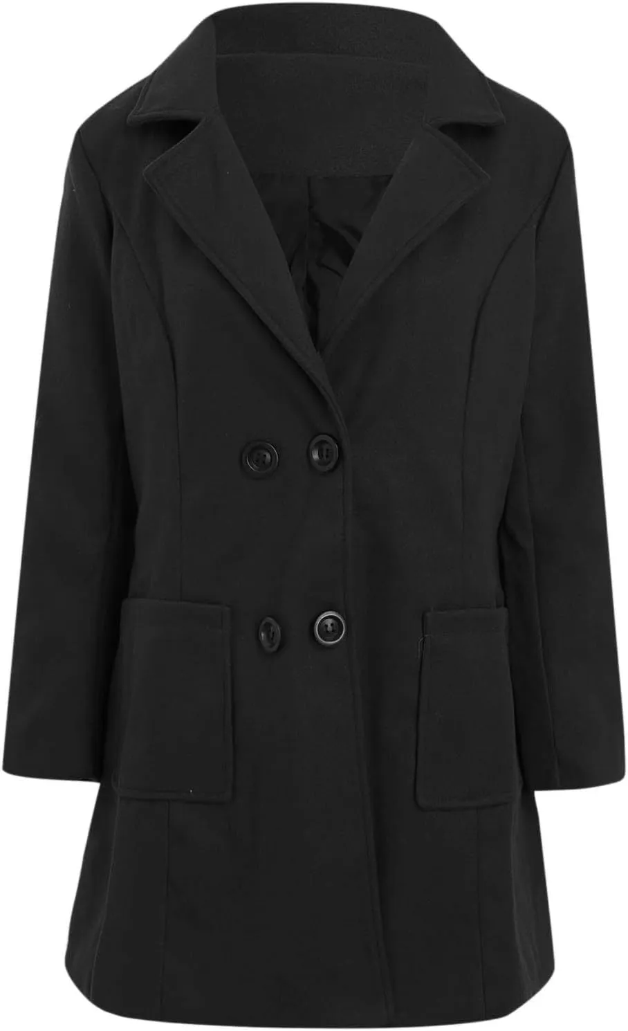 YRAETENM Long Wool Coats for Women Winter Notched Lapel Double Breasted Trench Coats Casual Chunky Warm Pea Coat Outwear