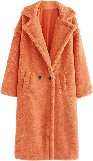 YRAETENM Winter Jackets for Women Fuzzy Fleece Lapel Shearling Trench Coats Casual Warm Long Overcoat Outwear with Pockets