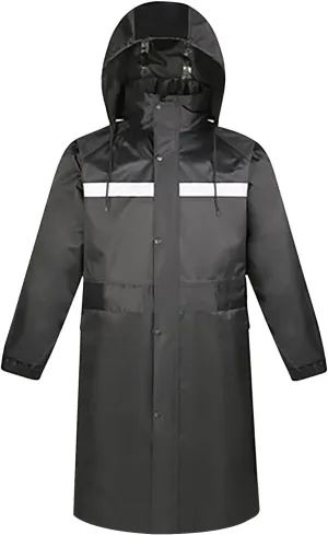 YRAETENM Womens rain jacket Long Hooded Waterproof Windproof Trench Coats Lightweight Unisex Reflective Hiking Duty Raincoats