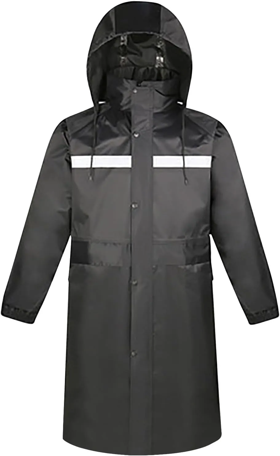 YRAETENM Womens rain jacket Long Hooded Waterproof Windproof Trench Coats Lightweight Unisex Reflective Hiking Duty Raincoats