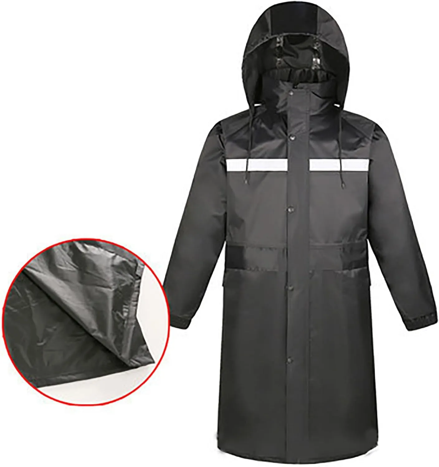 YRAETENM Womens rain jacket Long Hooded Waterproof Windproof Trench Coats Lightweight Unisex Reflective Hiking Duty Raincoats