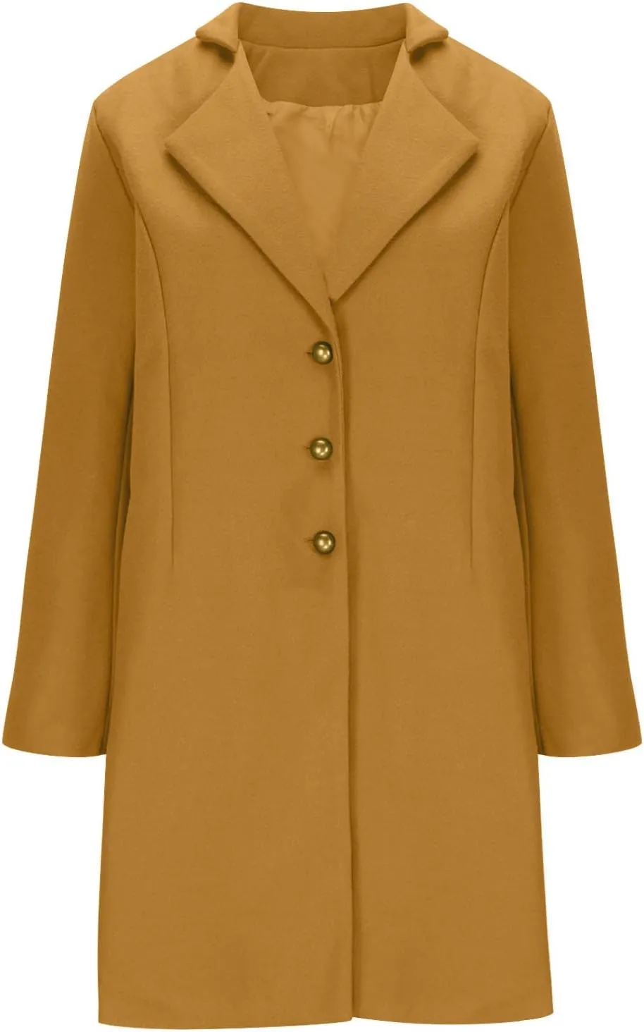 YRAETENM Womens Wool Coat Fall Winter Double Breasted Trench Coat Casual Woolen Blazer Jackets Business Mid Length Pea Coats