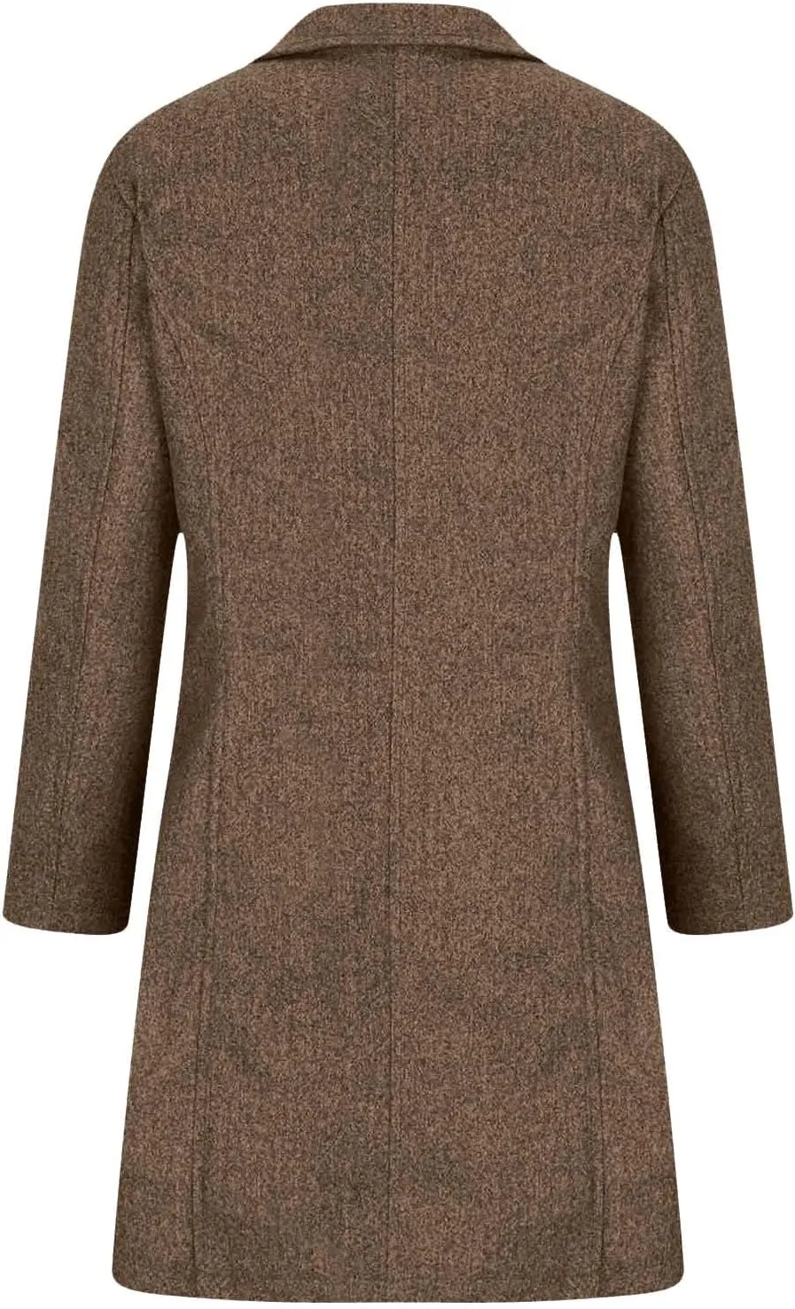 YRAETENM Wool Coats for Women Casual Thicken Stand Collar Single Breasted Pea Coat Fall Winter Mid-Length Overcoat Outerwear
