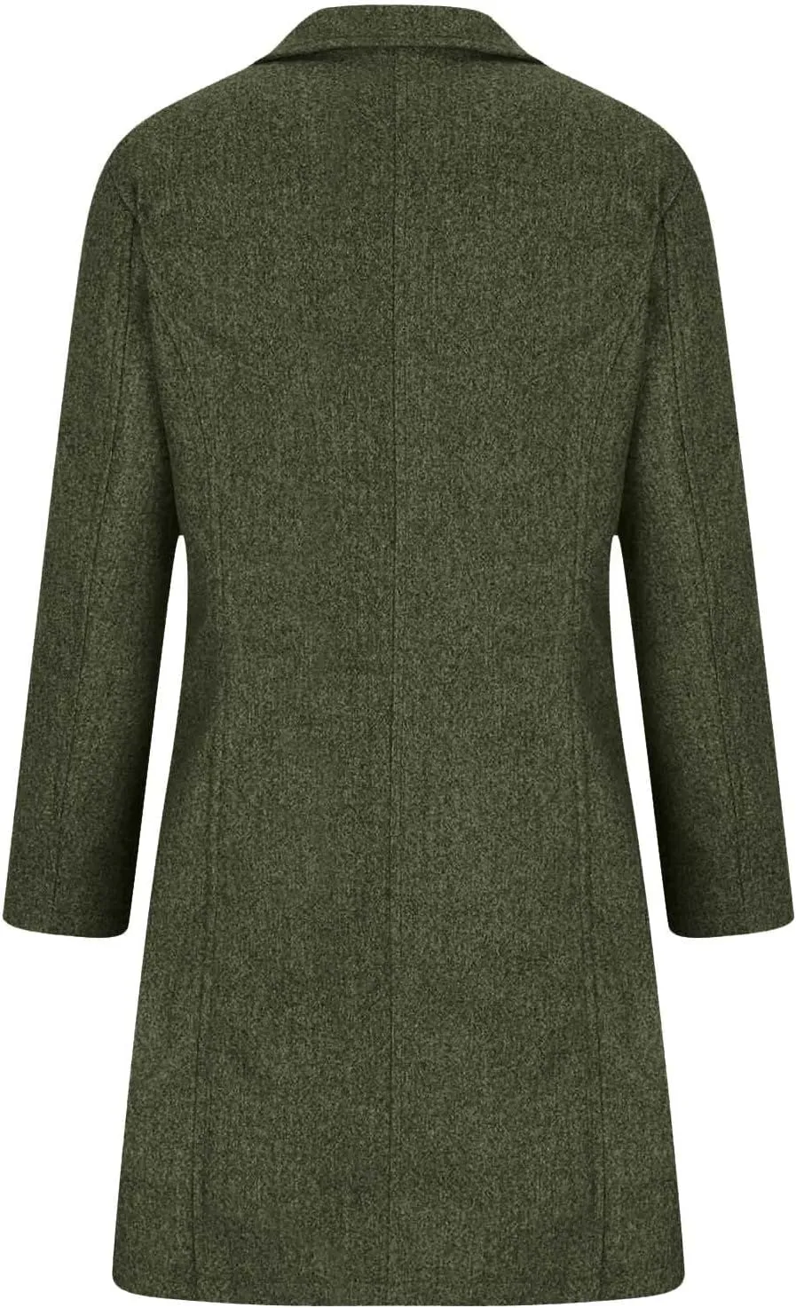 YRAETENM Wool Coats for Women Casual Thicken Stand Collar Single Breasted Pea Coat Fall Winter Mid-Length Overcoat Outerwear