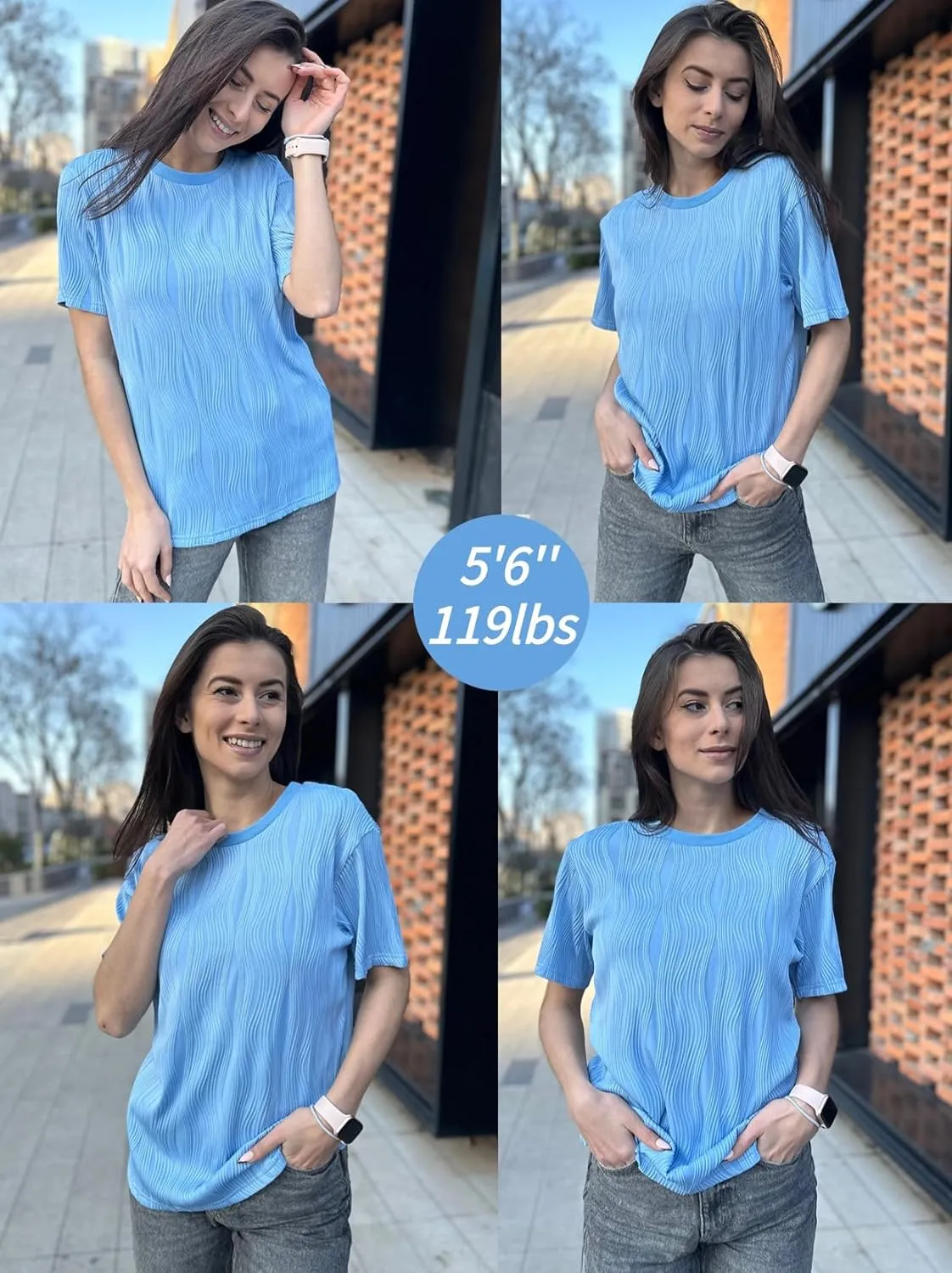 Zeagoo Womens Oversized T-Shirt Summer Casual Tops Short Sleeve Textured Shirts Fashion Loose Fit Tee Tops 2024