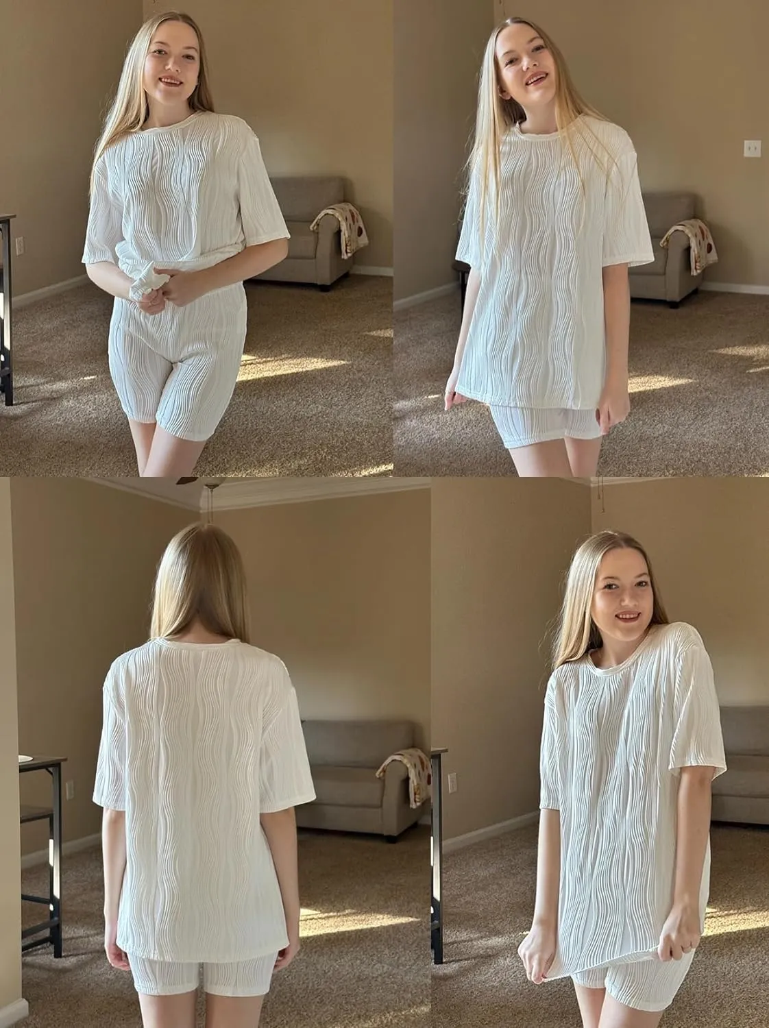 Zeagoo Womens Oversized T-Shirt Summer Casual Tops Short Sleeve Textured Shirts Fashion Loose Fit Tee Tops 2024