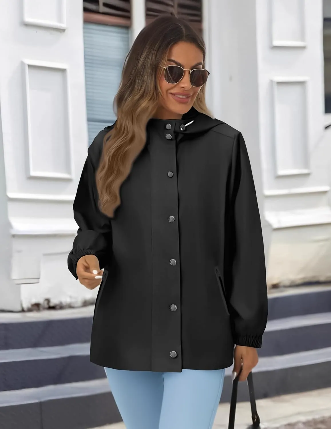 Zeagoo Women's Waterproof Rain Jacket With Hood - Lightweight Windbreaker Raincoat With Pockets for Outdoor