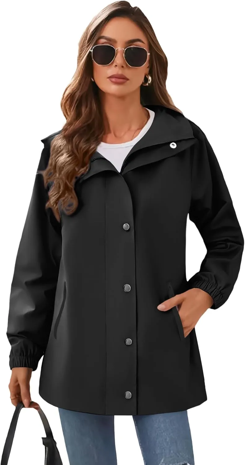 Zeagoo Women's Waterproof Rain Jacket With Hood - Lightweight Windbreaker Raincoat With Pockets for Outdoor