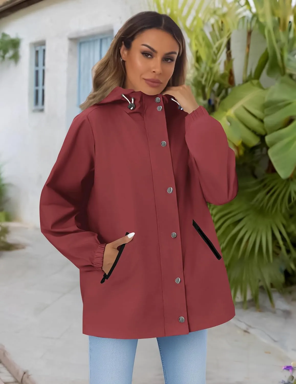 Zeagoo Women's Waterproof Rain Jacket With Hood - Lightweight Windbreaker Raincoat With Pockets for Outdoor