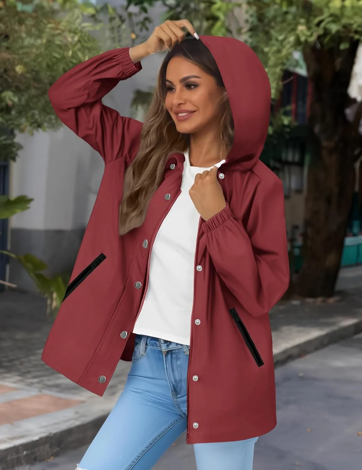 Zeagoo Women's Waterproof Rain Jacket With Hood - Lightweight Windbreaker Raincoat With Pockets for Outdoor