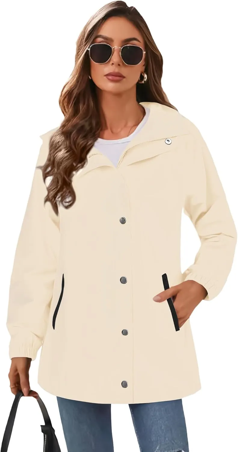 Zeagoo Women's Waterproof Rain Jacket With Hood - Lightweight Windbreaker Raincoat With Pockets for Outdoor