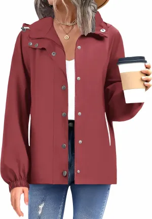 Zeagoo Women's Waterproof Rain Jacket With Hood - Lightweight Windbreaker Raincoat With Pockets for Outdoor