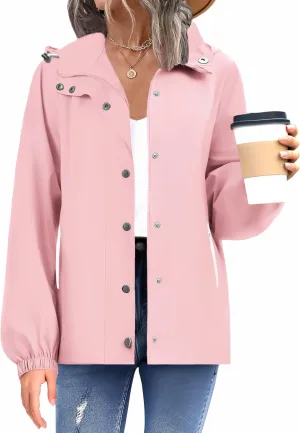 Zeagoo Women's Waterproof Rain Jacket With Hood - Lightweight Windbreaker Raincoat With Pockets for Outdoor