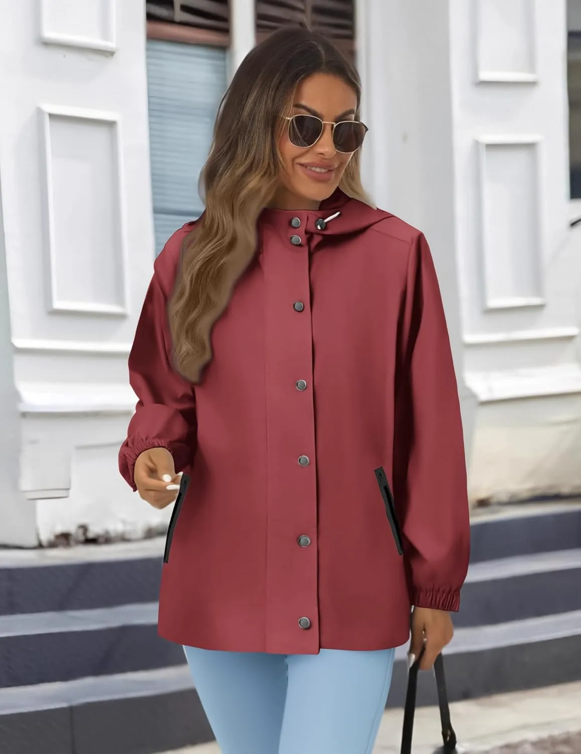 Zeagoo Women's Waterproof Rain Jacket With Hood - Lightweight Windbreaker Raincoat With Pockets for Outdoor