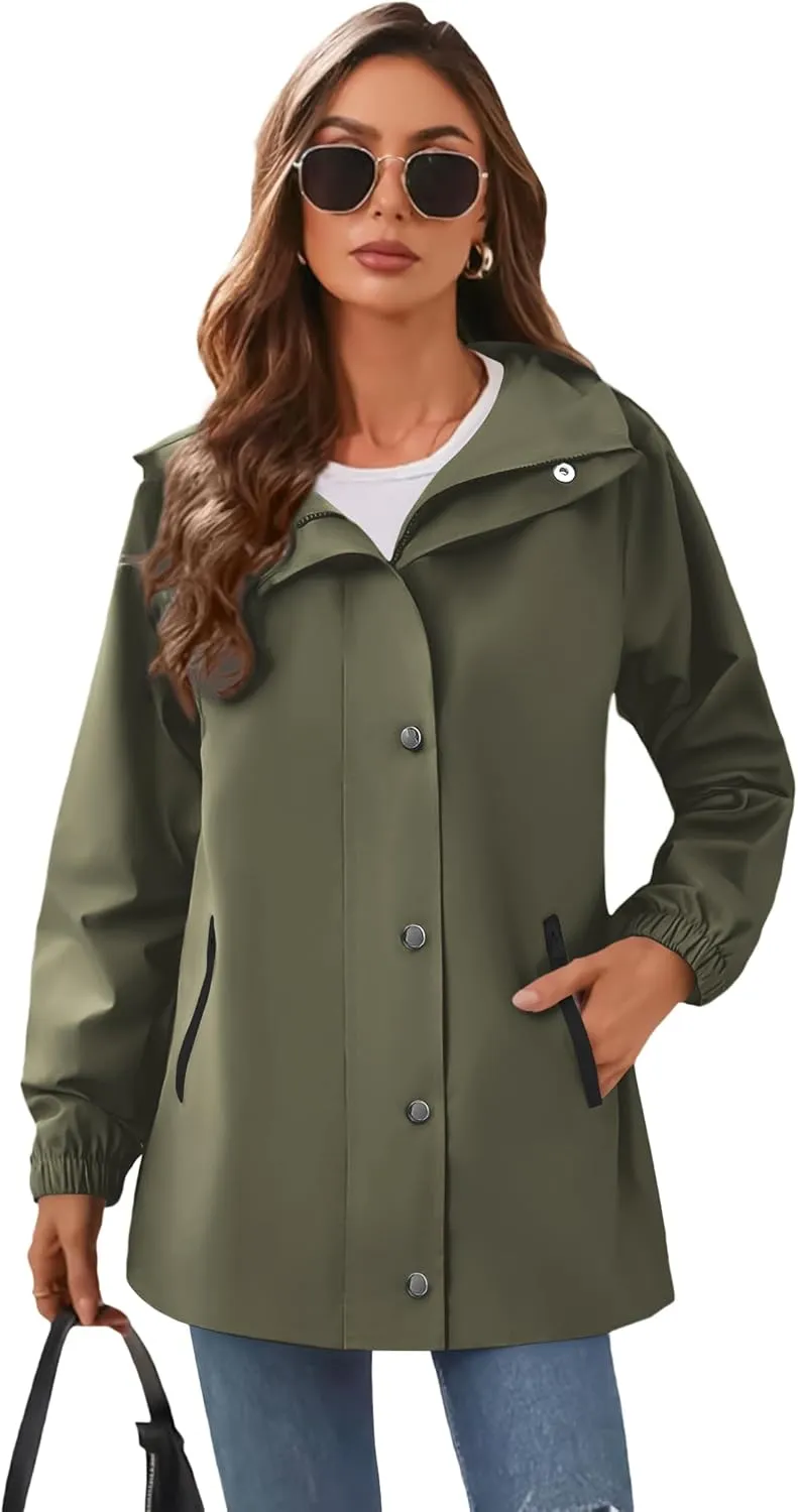 Zeagoo Women's Waterproof Rain Jacket With Hood - Lightweight Windbreaker Raincoat With Pockets for Outdoor