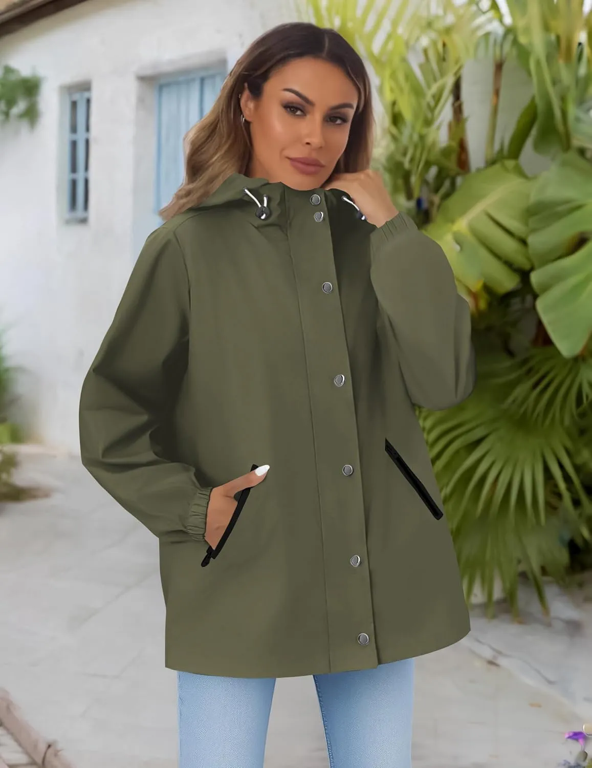 Zeagoo Women's Waterproof Rain Jacket With Hood - Lightweight Windbreaker Raincoat With Pockets for Outdoor