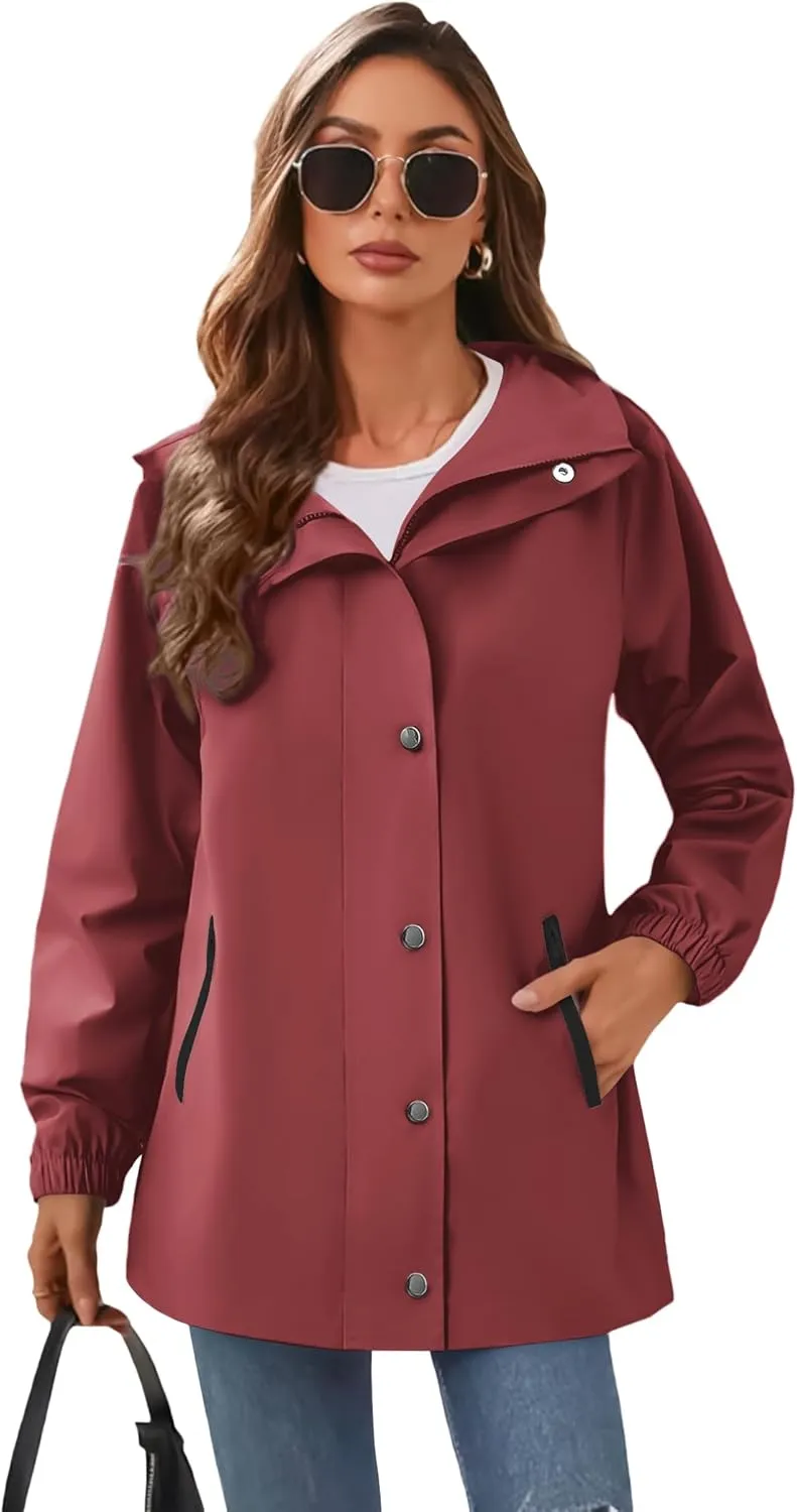 Zeagoo Women's Waterproof Rain Jacket With Hood - Lightweight Windbreaker Raincoat With Pockets for Outdoor
