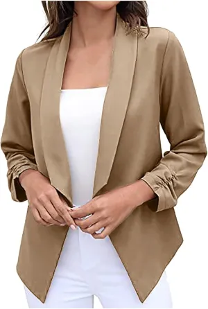 ZEFOTIM Blazer for Women 2024 Winter Work Lightweight Striped/Plain Blazer Fitted Business Plus Size Coat