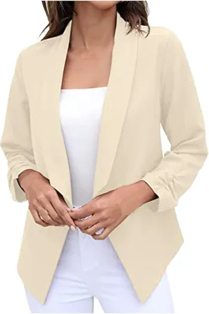 ZEFOTIM Blazer for Women 2024 Winter Work Lightweight Striped/Plain Blazer Fitted Business Plus Size Coat