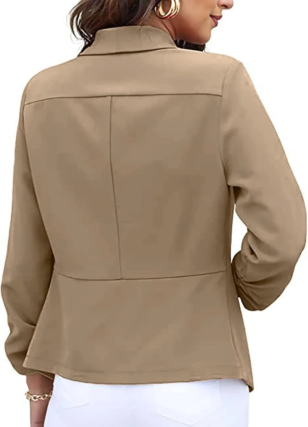 ZEFOTIM Blazer for Women 2024 Winter Work Lightweight Striped/Plain Blazer Fitted Business Plus Size Coat