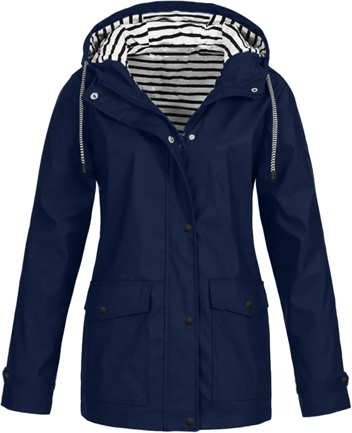ZEFOTIM Rain Jacket Women with Hood Waterproof Lightweight Casual Raincoat Zip Up Hiking Jackets with Pockets Clothes