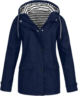 ZEFOTIM Rain Jacket Women with Hood Waterproof Lightweight Casual Raincoat Zip Up Hiking Jackets with Pockets Clothes