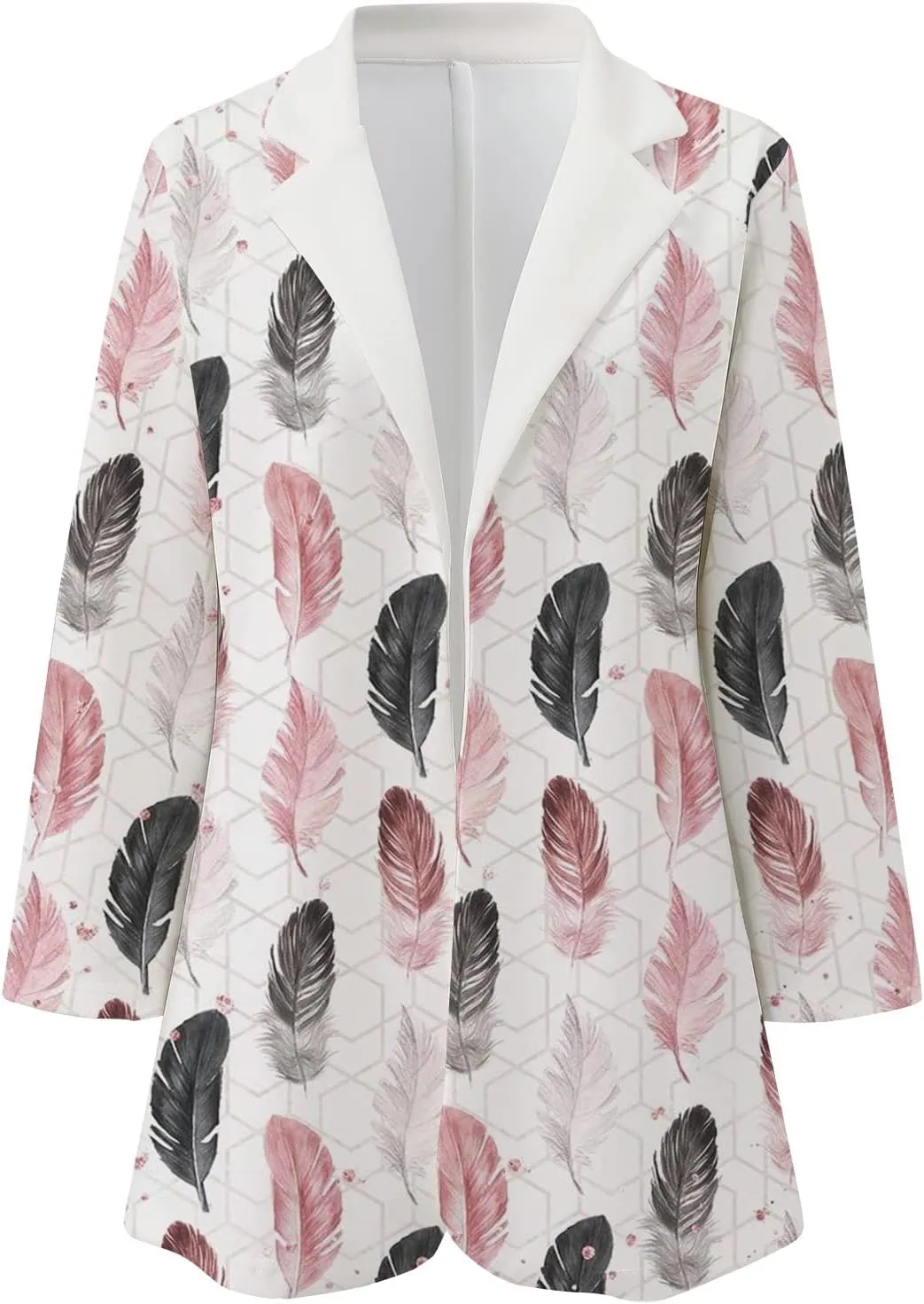 ZEFOTIM Womens Business Professional Outfits Lightweight Trendy Oversized Floral/Striped Blazer Long Office Fall Jacket