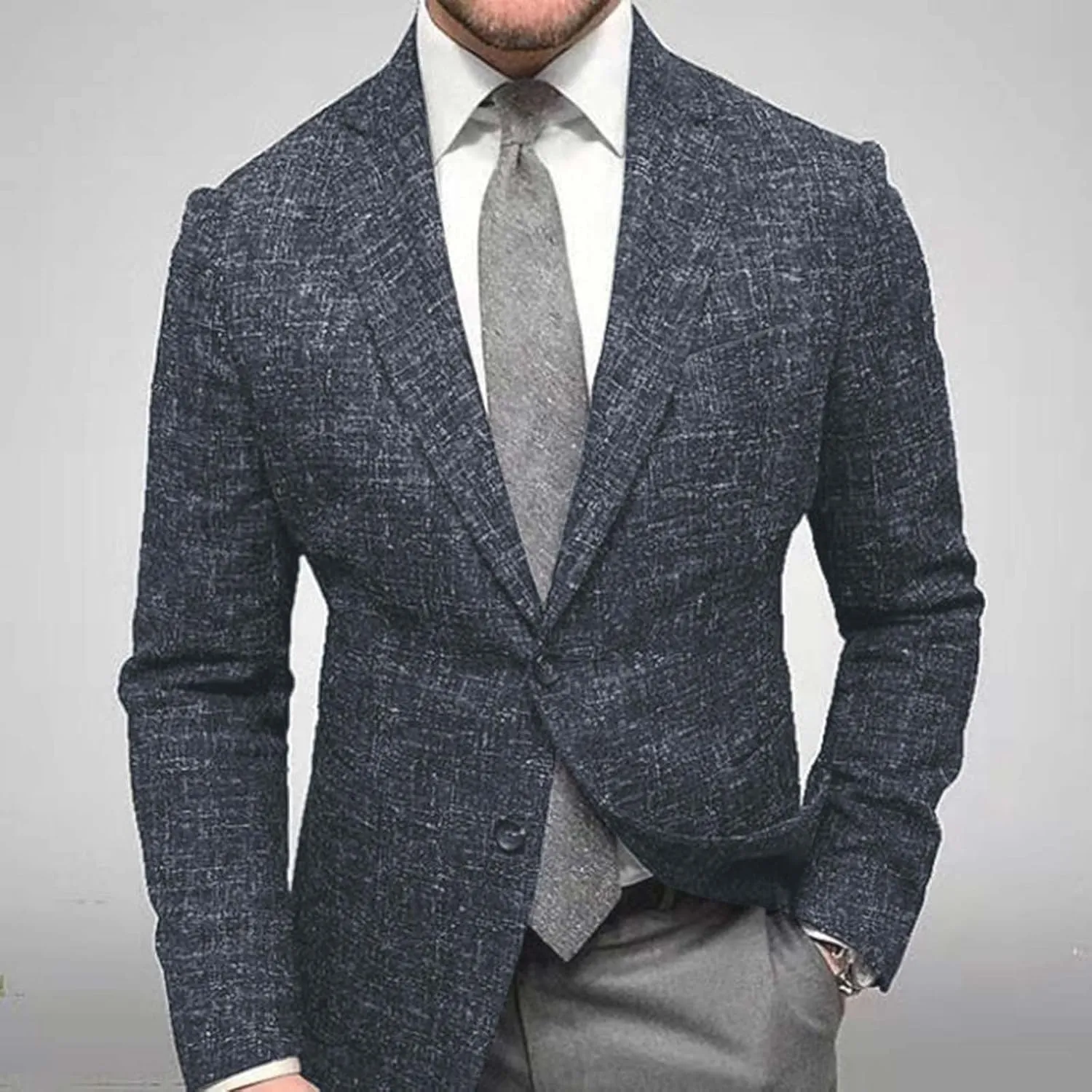 Zeiyignr Mens Plaid Blazer Sports Coat Casual Slim Fit Notched Lapel Checkered Suit Jacket for Men Wedding Party Banquet Prom